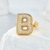 image:imageCicy Bell Initial Rings for Women 14k Gold Plated Cubic Zirconia Delicate Letter Chunky Statement Open Rings Gifts for HerBGold