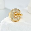 image:imageCicy Bell Initial Rings for Women 14k Gold Plated Cubic Zirconia Delicate Letter Chunky Statement Open Rings Gifts for HerCGold