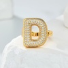 image:imageCicy Bell Initial Rings for Women 14k Gold Plated Cubic Zirconia Delicate Letter Chunky Statement Open Rings Gifts for HerDGold