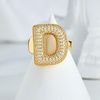 image:imageCicy Bell Initial Rings for Women 14k Gold Plated Cubic Zirconia Delicate Letter Chunky Statement Open Rings Gifts for HerDGold