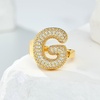 image:imageCicy Bell Initial Rings for Women 14k Gold Plated Cubic Zirconia Delicate Letter Chunky Statement Open Rings Gifts for HerGGold