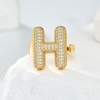 image:imageCicy Bell Initial Rings for Women 14k Gold Plated Cubic Zirconia Delicate Letter Chunky Statement Open Rings Gifts for HerHGold