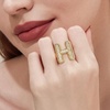 image:imageCicy Bell Initial Rings for Women 14k Gold Plated Cubic Zirconia Delicate Letter Chunky Statement Open Rings Gifts for HerHGold