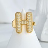 image:imageCicy Bell Initial Rings for Women 14k Gold Plated Cubic Zirconia Delicate Letter Chunky Statement Open Rings Gifts for HerHGold
