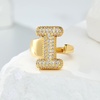 image:imageCicy Bell Initial Rings for Women 14k Gold Plated Cubic Zirconia Delicate Letter Chunky Statement Open Rings Gifts for HerIGold