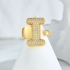 image:imageCicy Bell Initial Rings for Women 14k Gold Plated Cubic Zirconia Delicate Letter Chunky Statement Open Rings Gifts for HerIGold