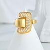 image:imageCicy Bell Initial Rings for Women 14k Gold Plated Cubic Zirconia Delicate Letter Chunky Statement Open Rings Gifts for HerJGold