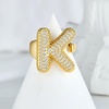 image:imageCicy Bell Initial Rings for Women 14k Gold Plated Cubic Zirconia Delicate Letter Chunky Statement Open Rings Gifts for HerKGold