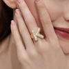 image:imageCicy Bell Initial Rings for Women 14k Gold Plated Cubic Zirconia Delicate Letter Chunky Statement Open Rings Gifts for HerKGold