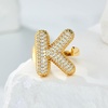 image:imageCicy Bell Initial Rings for Women 14k Gold Plated Cubic Zirconia Delicate Letter Chunky Statement Open Rings Gifts for HerKGold