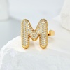 image:imageCicy Bell Initial Rings for Women 14k Gold Plated Cubic Zirconia Delicate Letter Chunky Statement Open Rings Gifts for HerMGold