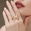 image:imageCicy Bell Initial Rings for Women 14k Gold Plated Cubic Zirconia Delicate Letter Chunky Statement Open Rings Gifts for HerMGold