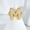 image:imageCicy Bell Initial Rings for Women 14k Gold Plated Cubic Zirconia Delicate Letter Chunky Statement Open Rings Gifts for HerMGold