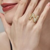 image:imageCicy Bell Initial Rings for Women 14k Gold Plated Cubic Zirconia Delicate Letter Chunky Statement Open Rings Gifts for HerNGold
