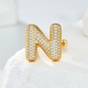 image:imageCicy Bell Initial Rings for Women 14k Gold Plated Cubic Zirconia Delicate Letter Chunky Statement Open Rings Gifts for HerNGold