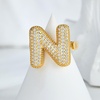 image:imageCicy Bell Initial Rings for Women 14k Gold Plated Cubic Zirconia Delicate Letter Chunky Statement Open Rings Gifts for HerNGold