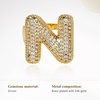 image:imageCicy Bell Initial Rings for Women 14k Gold Plated Cubic Zirconia Delicate Letter Chunky Statement Open Rings Gifts for HerNGold