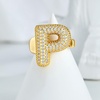 image:imageCicy Bell Initial Rings for Women 14k Gold Plated Cubic Zirconia Delicate Letter Chunky Statement Open Rings Gifts for HerPGold