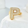 image:imageCicy Bell Initial Rings for Women 14k Gold Plated Cubic Zirconia Delicate Letter Chunky Statement Open Rings Gifts for HerPGold
