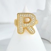 image:imageCicy Bell Initial Rings for Women 14k Gold Plated Cubic Zirconia Delicate Letter Chunky Statement Open Rings Gifts for HerRGold