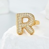 image:imageCicy Bell Initial Rings for Women 14k Gold Plated Cubic Zirconia Delicate Letter Chunky Statement Open Rings Gifts for HerRGold