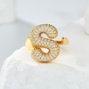image:imageCicy Bell Initial Rings for Women 14k Gold Plated Cubic Zirconia Delicate Letter Chunky Statement Open Rings Gifts for HerSGold