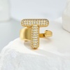 image:imageCicy Bell Initial Rings for Women 14k Gold Plated Cubic Zirconia Delicate Letter Chunky Statement Open Rings Gifts for HerTGold
