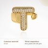 image:imageCicy Bell Initial Rings for Women 14k Gold Plated Cubic Zirconia Delicate Letter Chunky Statement Open Rings Gifts for HerTGold