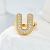 image:imageCicy Bell Initial Rings for Women 14k Gold Plated Cubic Zirconia Delicate Letter Chunky Statement Open Rings Gifts for HerUGold