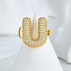 image:imageCicy Bell Initial Rings for Women 14k Gold Plated Cubic Zirconia Delicate Letter Chunky Statement Open Rings Gifts for HerUGold