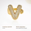 image:imageCicy Bell Initial Rings for Women 14k Gold Plated Cubic Zirconia Delicate Letter Chunky Statement Open Rings Gifts for HerVGold