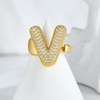 image:imageCicy Bell Initial Rings for Women 14k Gold Plated Cubic Zirconia Delicate Letter Chunky Statement Open Rings Gifts for HerVGold