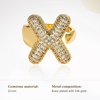 image:imageCicy Bell Initial Rings for Women 14k Gold Plated Cubic Zirconia Delicate Letter Chunky Statement Open Rings Gifts for HerXGold