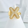 image:imageCicy Bell Initial Rings for Women 14k Gold Plated Cubic Zirconia Delicate Letter Chunky Statement Open Rings Gifts for HerXGold