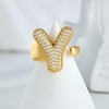 image:imageCicy Bell Initial Rings for Women 14k Gold Plated Cubic Zirconia Delicate Letter Chunky Statement Open Rings Gifts for HerYGold