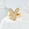 image:imageCicy Bell Initial Rings for Women 14k Gold Plated Cubic Zirconia Delicate Letter Chunky Statement Open Rings Gifts for HerYGold