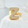 image:imageCicy Bell Initial Rings for Women 14k Gold Plated Cubic Zirconia Delicate Letter Chunky Statement Open Rings Gifts for HerZGold