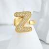 image:imageCicy Bell Initial Rings for Women 14k Gold Plated Cubic Zirconia Delicate Letter Chunky Statement Open Rings Gifts for HerZGold
