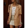 image:imageCicy Bell Womens Short Sleeve Blazer Oversized Business Lapel Suit JacketDark Khaki