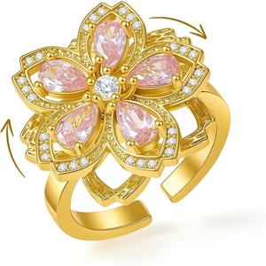 image:imageCicy Bell 18K Gold Plated Adjustable Flower Fidget Ring for WomenGold