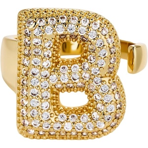 image:imageCicy Bell Initial Rings for Women 14k Gold Plated Cubic Zirconia Delicate Letter Chunky Statement Open Rings Gifts for HerBGold