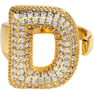 image:imageCicy Bell Initial Rings for Women 14k Gold Plated Cubic Zirconia Delicate Letter Chunky Statement Open Rings Gifts for HerDGold