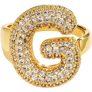 image:imageCicy Bell Initial Rings for Women 14k Gold Plated Cubic Zirconia Delicate Letter Chunky Statement Open Rings Gifts for HerGGold