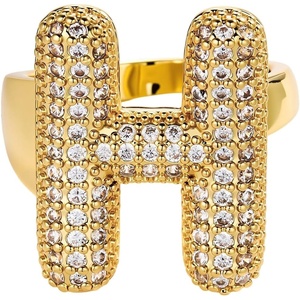 image:imageCicy Bell Initial Rings for Women 14k Gold Plated Cubic Zirconia Delicate Letter Chunky Statement Open Rings Gifts for HerHGold