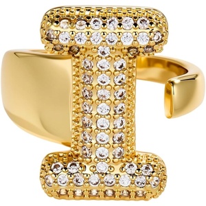 image:imageCicy Bell Initial Rings for Women 14k Gold Plated Cubic Zirconia Delicate Letter Chunky Statement Open Rings Gifts for HerIGold