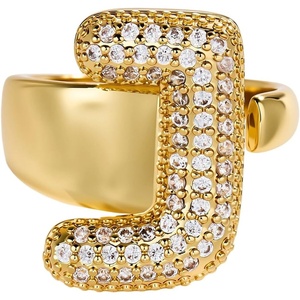 image:imageCicy Bell Initial Rings for Women 14k Gold Plated Cubic Zirconia Delicate Letter Chunky Statement Open Rings Gifts for HerJGold