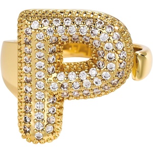 image:imageCicy Bell Initial Rings for Women 14k Gold Plated Cubic Zirconia Delicate Letter Chunky Statement Open Rings Gifts for HerPGold