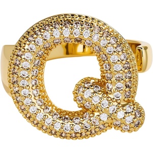 image:imageCicy Bell Initial Rings for Women 14k Gold Plated Cubic Zirconia Delicate Letter Chunky Statement Open Rings Gifts for HerQGold