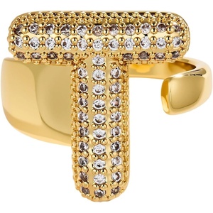 image:imageCicy Bell Initial Rings for Women 14k Gold Plated Cubic Zirconia Delicate Letter Chunky Statement Open Rings Gifts for HerTGold
