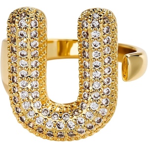 image:imageCicy Bell Initial Rings for Women 14k Gold Plated Cubic Zirconia Delicate Letter Chunky Statement Open Rings Gifts for HerUGold
